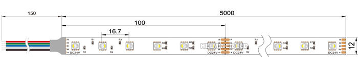   CRI 90 300LED 60LED/meter rgbw led strips